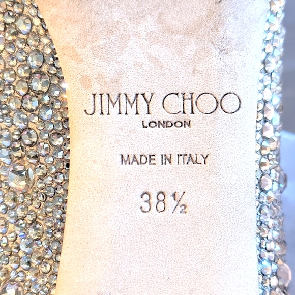 💯Jimmy Choo Rose Gold Crystal Covered Pointy Toe Pumps Crystal Cinderella pumps - Picture 10 of 12